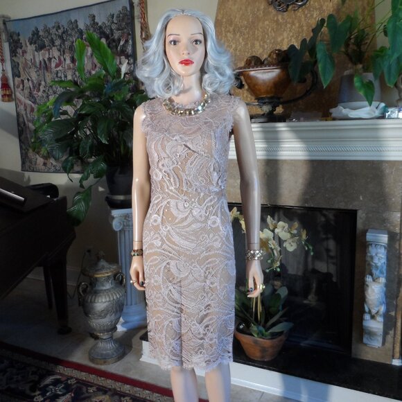New Emilio Pucci Beige Lace Cocktail Sheath Dress Size US 6 - Picture 3 of 16